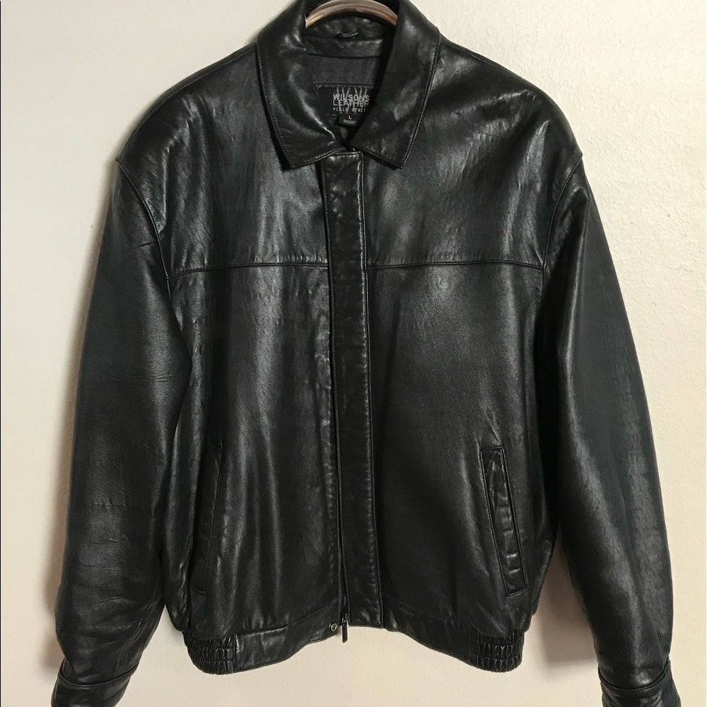 Leather bomber jacket